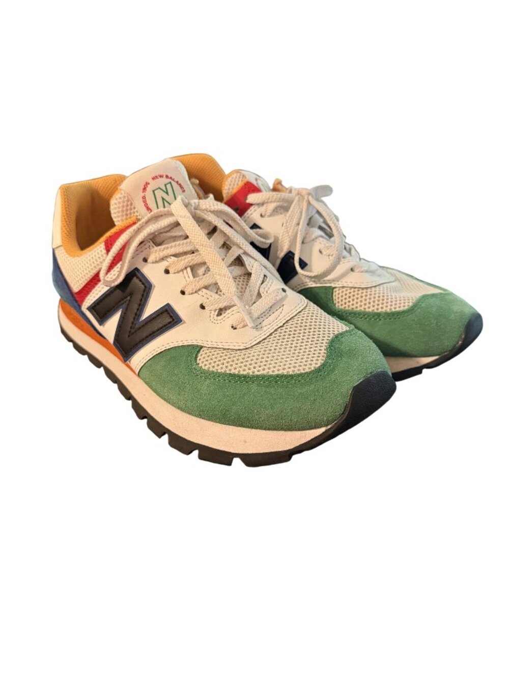 New Balance 574 Mens Multicolor Sneakers With Suede & Mesh Upper Lace-Up size 8